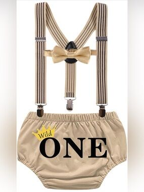 NEW! “Wild One” Gold Bow Tie, Suspenders and Bloomer set!